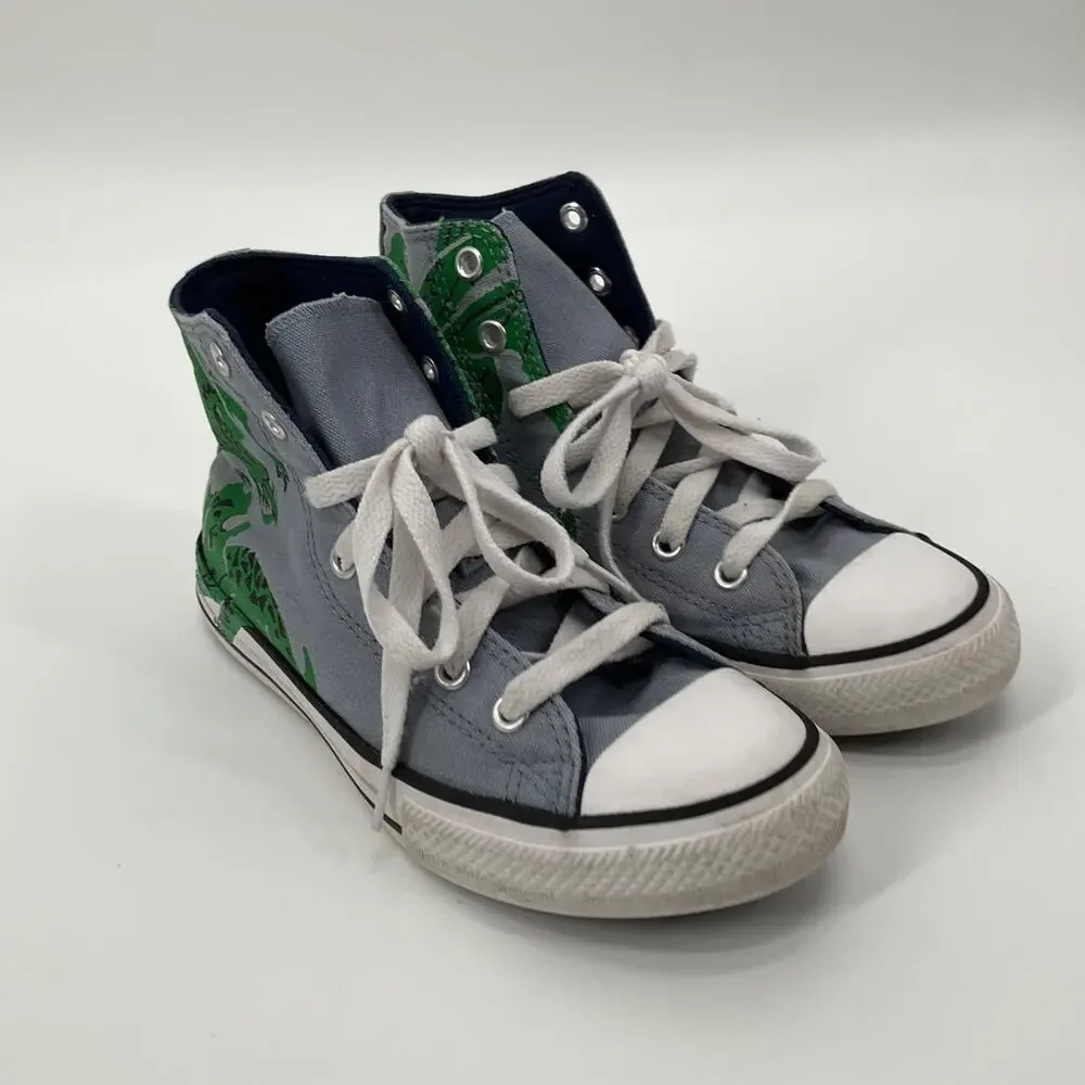 Converse Chuck Taylor All Star Gray Dinosaur Print High‎ Top Toddler Youth 3